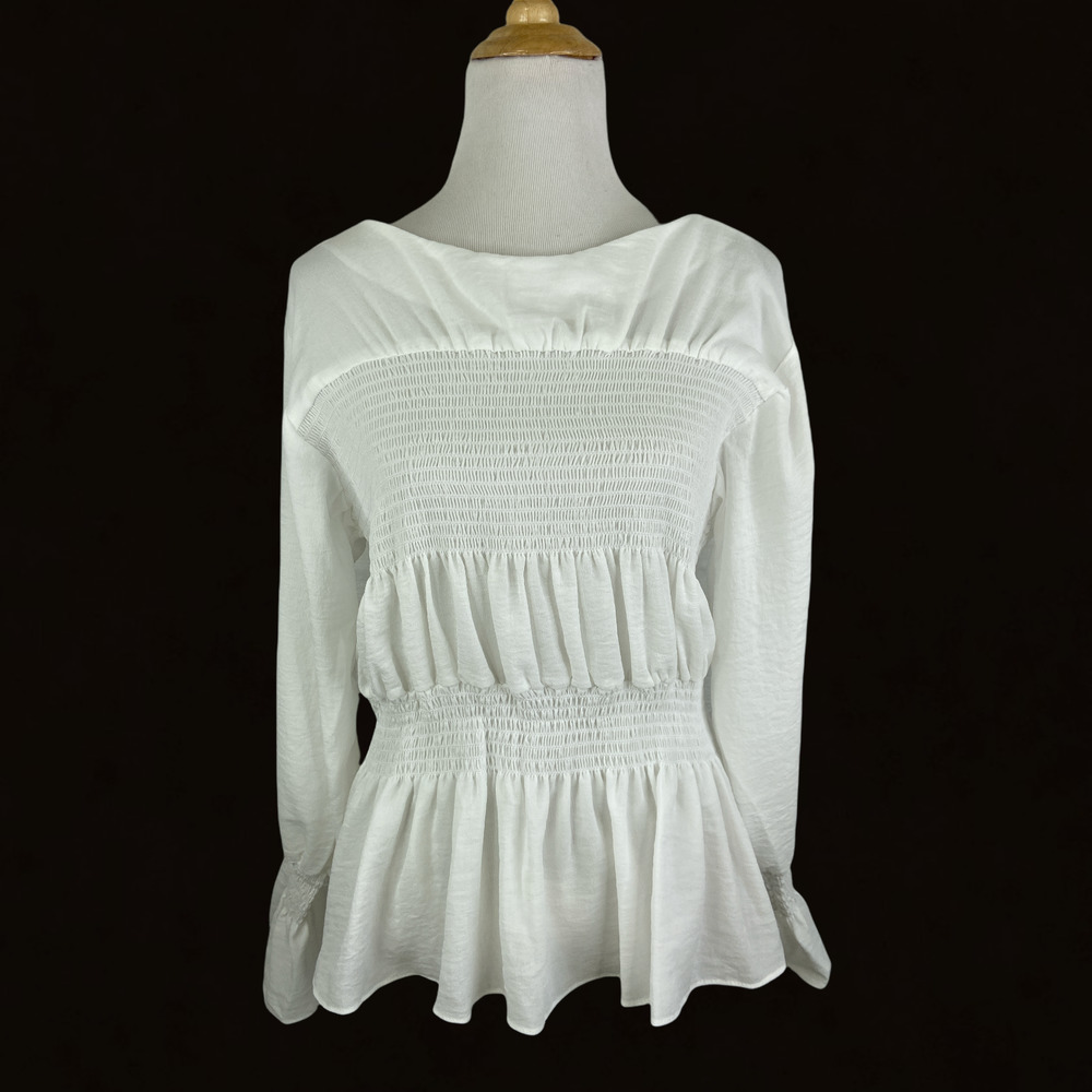 ASOS Smocked Long Sleeve Top Size 14 NWT